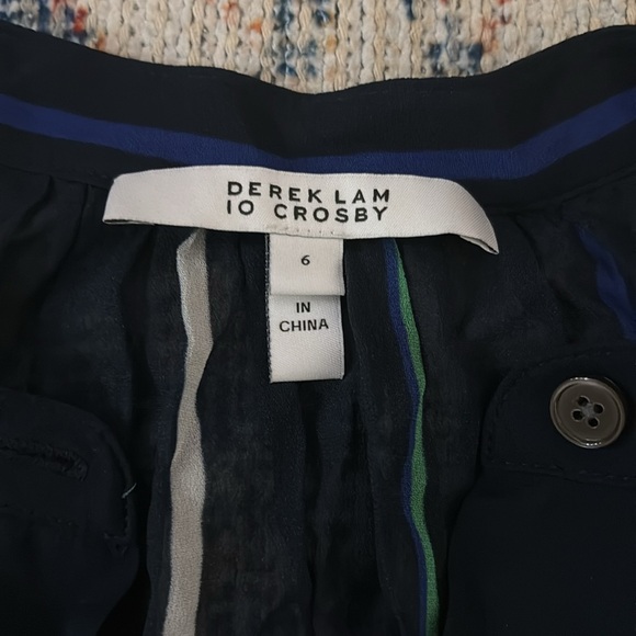 Derek Lam 10 Crosby Rainbow Stripe Semi-Sheer Mandarin Collar Blouse SZ 6 EUC - Picture 4 of 6